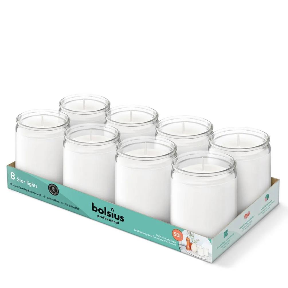 Bolsius Professional Transparent Starlight Glass Candle (Pack of 8) £18.89